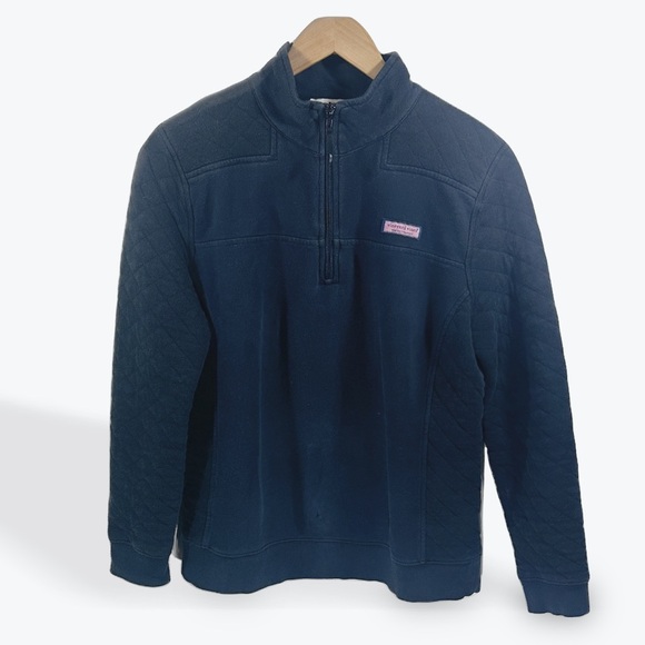 Vineyard Vines Navy Blue Quilted Men's Quarter Zip Long Sleeve Sweatshirt Medium - Picture 1 of 10